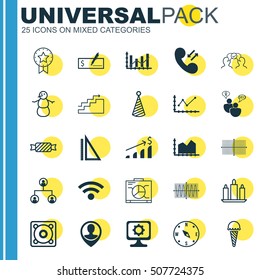 Set Of 25 Universal Editable Icons. Can Be Used For Web, Mobile And App Design. Includes Icons Such As Growth, Locate, Frozen Food And More.