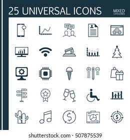 Set Of 25 Universal Editable Icons. Can Be Used For Web, Mobile And App Design. Includes Icons Such As Decision Making, Money Trasnfer, Frozen Food And More.