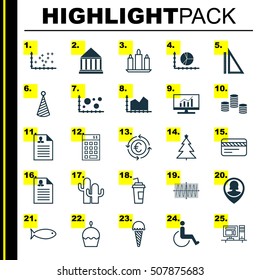 Set Of 25 Universal Editable Icons. Can Be Used For Web, Mobile And App Design. Includes Icons Such As Plot Diagram, Comparison, Measurement And More.