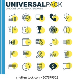 Set Of 25 Universal Editable Icons. Can Be Used For Web, Mobile And App Design. Includes Icons Such As Info Pointer, Business Deal, Plastic Card And More.