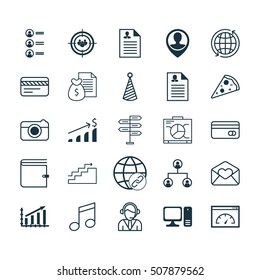 Set Of 25 Universal Editable Icons. Can Be Used For Web, Mobile And App Design. Includes Icons Such As Crotchets, Opportunity, Sliced Pizza And More.