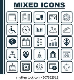 Set Of 25 Universal Editable Icons. Can Be Used For Web, Mobile And App Design. Includes Icons Such As Coins Growth, Chemical, Security And More.