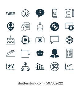Set Of 25 Universal Editable Icons. Can Be Used For Web, Mobile And App Design. Includes Icons Such As Focus Group, Business Deal, Celebration Cake And More.