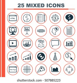 Set Of 25 Universal Editable Icons. Can Be Used For Web, Mobile And App Design. Includes Icons Such As Human Mind, Money Trasnfer, Conference And More.