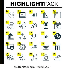 Set Of 25 Universal Editable Icons. Can Be Used For Web, Mobile And App Design. Includes Icons Such As Blank Cd, Financial, Measurement And More.