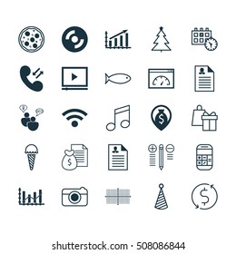 Set Of 25 Universal Editable Icons. Can Be Used For Web, Mobile And App Design. Includes Icons Such As Loading Speed, Shopping, Curriculum Vitae And More.