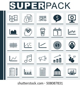 Set Of 25 Universal Editable Icons. Can Be Used For Web, Mobile And App Design. Includes Icons Such As Computer, Market Research, Road Map And More.