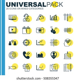 Set Of 25 Universal Editable Icons. Can Be Used For Web, Mobile And App Design. Includes Icons Such As Board, Operator, Agenda And More.