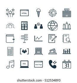 Set Of 25 Universal Editable Icons. Can Be Used For Web, Mobile And App Design. Includes Icons Such As Festive Fireworks, Coding, Hotel Construction And More.