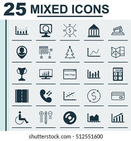 Set Of 25 Universal Editable Icons. Can Be Used For Web, Mobile And App Design. Includes Icons Such As Road Map, Plastic Card, Credit Card And More.