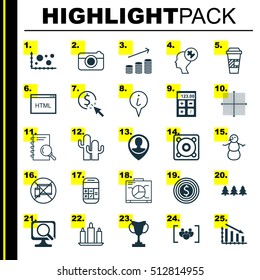 Set Of 25 Universal Editable Icons. Can Be Used For Web, Mobile And App Design. Includes Icons Such As Questionnaire, Wax, Info Pointer And More.