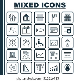 Set Of 25 Universal Editable Icons. Can Be Used For Web, Mobile And App Design. Includes Icons Such As Security, Chemical, Bank Card And More.