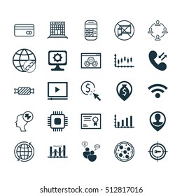 Set Of 25 Universal Editable Icons. Can Be Used For Web, Mobile And App Design. Includes Icons Such As Website Performance, Certificate, Human Mind And More.