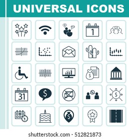 Set Of 25 Universal Editable Icons. Can Be Used For Web, Mobile And App Design. Includes Icons Such As Business Deal, Accessibility, Appointment And More.