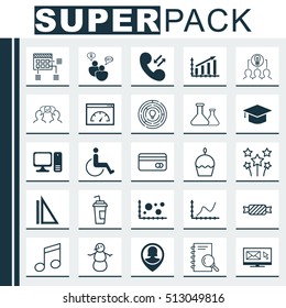 Set Of 25 Universal Editable Icons. Can Be Used For Web, Mobile And App Design. Includes Icons Such As Drink Cup, Plastic Card, Chemical And More.