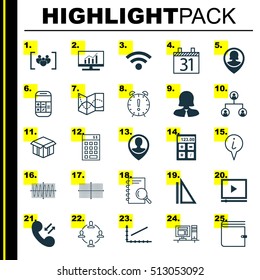 Set Of 25 Universal Editable Icons. Can Be Used For Web, Mobile And App Design. Includes Icons Such As Computer, Info Pointer, Market Research And More.