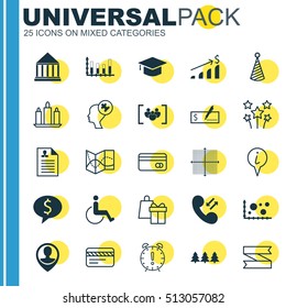 Set Of 25 Universal Editable Icons. Can Be Used For Web, Mobile And App Design. Includes Icons Such As Info Pointer, Graphical Grid, Wax And More.