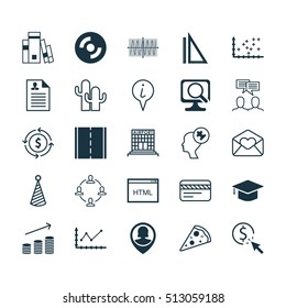 Set Of 25 Universal Editable Icons. Can Be Used For Web, Mobile And App Design. Includes Icons Such As Plot Diagram, Bank Card, Pin Employee And More.