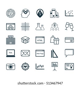Set Of 25 Universal Editable Icons. Can Be Used For Web, Mobile And App Design. Includes Icons Such As Measurement, Innovation, Chemical And More.