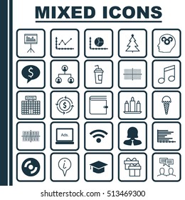 Set Of 25 Universal Editable Icons. Can Be Used For Web, Mobile And App Design. Includes Icons Such As Business Woman, Tree Structure, Blank Cd And More.