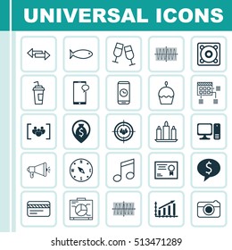 Set Of 25 Universal Editable Icons. Can Be Used For Web, Mobile And App Design. Includes Icons Such As Crossroad, Focus Group, Desktop Computer And More.