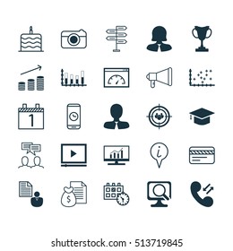 Set Of 25 Universal Editable Icons. Can Be Used For Web, Mobile And App Design. Includes Icons Such As Cellular Data, Tournament, Segmented Bar Graph And More.