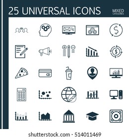 Set Of 25 Universal Editable Icons. Can Be Used For Web, Mobile And App Design. Includes Icons Such As Brain Process, Sequence Graphics, Decision Making And More.