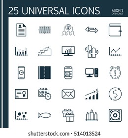 Set Of 25 Universal Editable Icons. Can Be Used For Web, Mobile And App Design. Includes Icons Such As Growth, Market Research, Changes Graph And More.