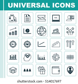 Set Of 25 Universal Editable Icons. Can Be Used For Web, Mobile And App Design. Includes Icons Such As Coins Growth, Currency Recycle, Line Graph And More.