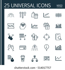 Set Of 25 Universal Editable Icons. Can Be Used For Web, Mobile And App Design. Includes Icons Such As Changes Graph, Cacti, Computer And More.