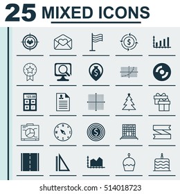 Set Of 25 Universal Editable Icons. Can Be Used For Web, Mobile And App Design. Includes Icons Such As Airport Construction, Money Navigation, Financial And More.