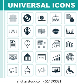 Set Of 25 Universal Editable Icons. Can Be Used For Web, Mobile And App Design. Includes Icons Such As Employee Location, Market Research, Report And More.