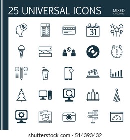 Set Of 25 Universal Editable Icons. Can Be Used For Web, Mobile And App Design. Includes Icons Such As Dynamics, Messaging, Blank Cd And More.