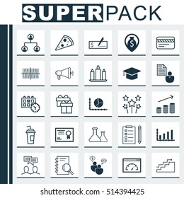 Set Of 25 Universal Editable Icons. Can Be Used For Web, Mobile And App Design. Includes Icons Such As Media Campaign, Graduation, Bank Card And More.