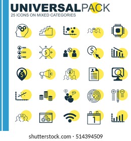 Set Of 25 Universal Editable Icons. Can Be Used For Web, Mobile And App Design. Includes Icons Such As Website Performance, Money, Comparison And More.