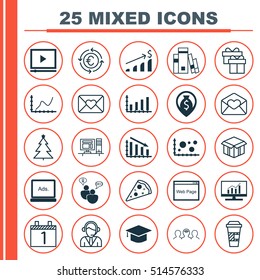 Set Of 25 Universal Editable Icons. Can Be Used For Web, Mobile And App Design. Includes Icons Such As Website, Digital Media, Computer And More.