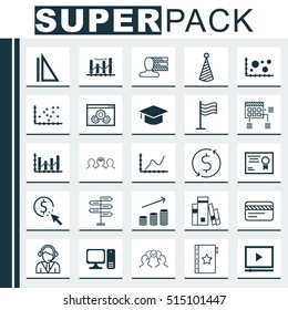 Set Of 25 Universal Editable Icons. Can Be Used For Web, Mobile And App Design. Includes Icons Such As Graduation, Plot Diagram, Keyword Optimisation And More.