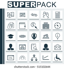 Set Of 25 Universal Editable Icons. Can Be Used For Web, Mobile And App Design. Includes Icons Such As Cooperation, Manager, Business Woman And More.