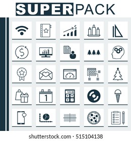 Set Of 25 Universal Editable Icons. Can Be Used For Web, Mobile And App Design. Includes Icons Such As Measurement, Wireless, Circle Graph And More.