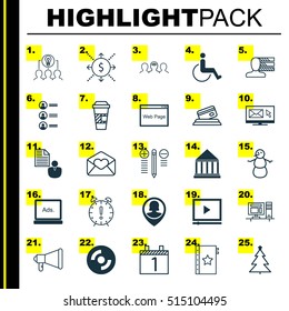 Set Of 25 Universal Editable Icons. Can Be Used For Web, Mobile And App Design. Includes Icons Such As Computer, Blank Cd, Accessibility And More.