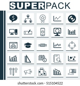 Set Of 25 Universal Editable Icons. Can Be Used For Web, Mobile And App Design. Includes Icons Such As Collaboration, Call Duration, Changes Graph And More.