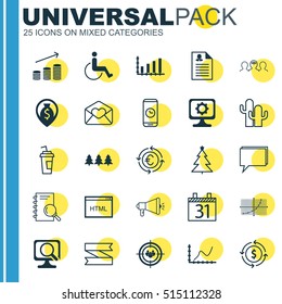 Set Of 25 Universal Editable Icons. Can Be Used For Web, Mobile And App Design. Includes Icons Such As Accessibility, Female Application, Cacti And More.