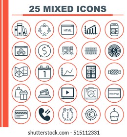 Set Of 25 Universal Editable Icons. Can Be Used For Web, Mobile And App Design. Includes Icons Such As Profit Graph, Sweet, Money Trasnfer And More.