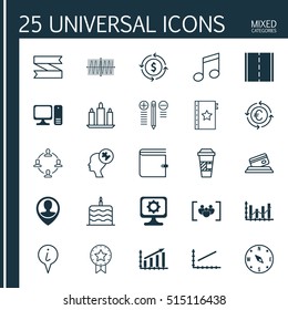 Set Of 25 Universal Editable Icons. Can Be Used For Web, Mobile And App Design. Includes Icons Such As Warranty, Employee Location, Human Mind And More.