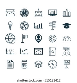 Set Of 25 Universal Editable Icons. Can Be Used For Web, Mobile And App Design. Includes Icons Such As Blank Ribbon, Cooperation, Curriculum Vitae And More.