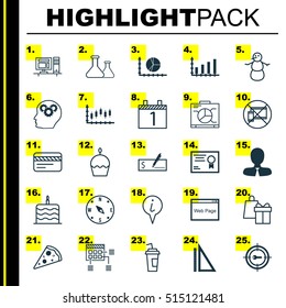 Set Of 25 Universal Editable Icons. Can Be Used For Web, Mobile And App Design. Includes Icons Such As Dynamics, Schedule, Locate And More.