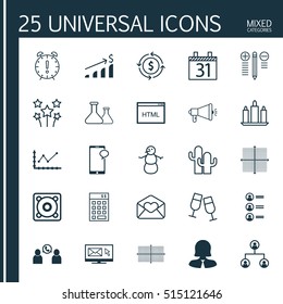Set Of 25 Universal Editable Icons. Can Be Used For Web, Mobile And App Design. Includes Icons Such As Messaging, Square Diagram, Phone Conference And More.