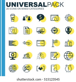 Set Of 25 Universal Editable Icons. Can Be Used For Web, Mobile And App Design. Includes Icons Such As Loading Speed, Pin Employee, Time Management And More.