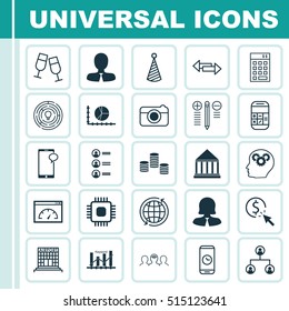 Set Of 25 Universal Editable Icons. Can Be Used For Web, Mobile And App Design. Includes Icons Such As Call Duration, Innovation, Job Applicants And More.