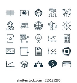 Set Of 25 Universal Editable Icons. Can Be Used For Web, Mobile And App Design. Includes Icons Such As Bank Card, World, Phone Conference And More.